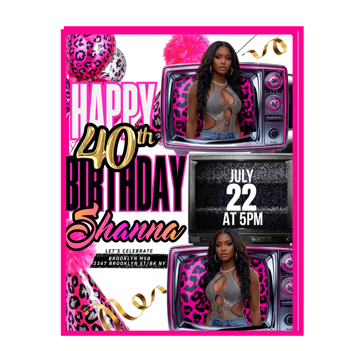 Custom Hot Pink Leopard Birthday Bash Bundle
