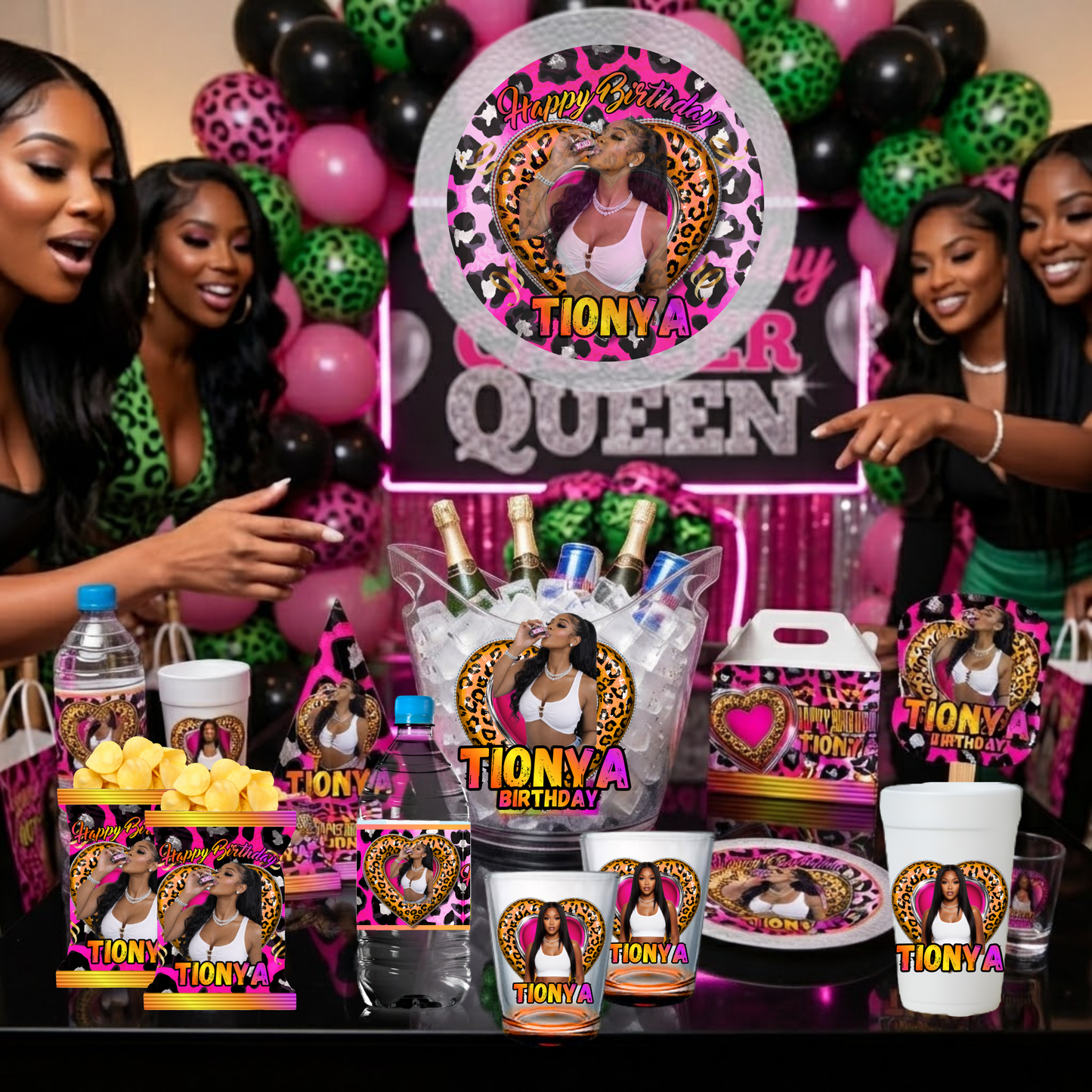 Leopard Luxe Baddie Suite | Editable Party Favor Templates