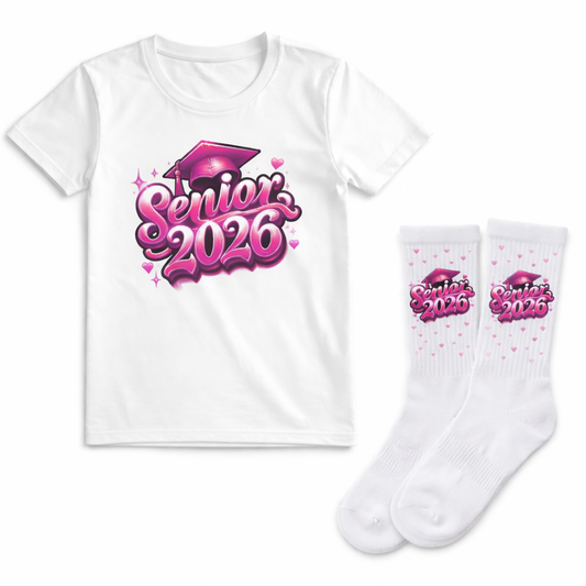 Senior 2026 Bundle Set – T-Shirt, Socks & Button