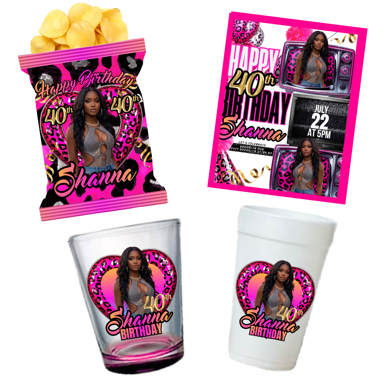 Custom Hot Pink Leopard Birthday Bash Bundle